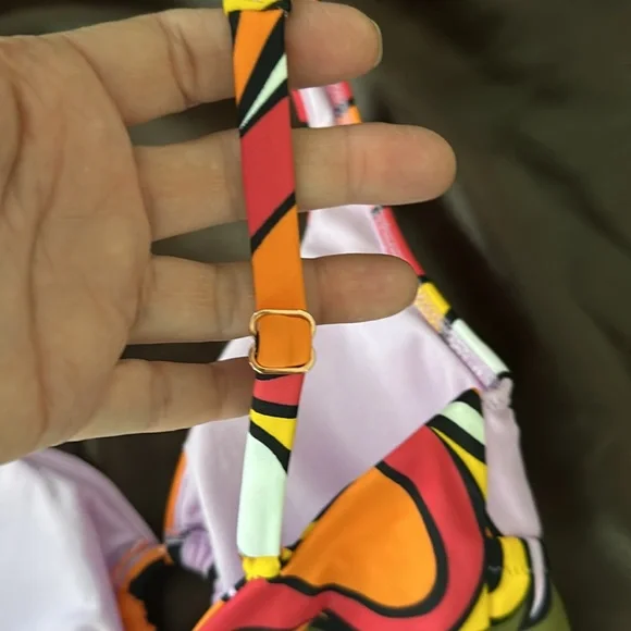 NWT Bar III Retro Colorful Bikini Top - Picture 5 of 6